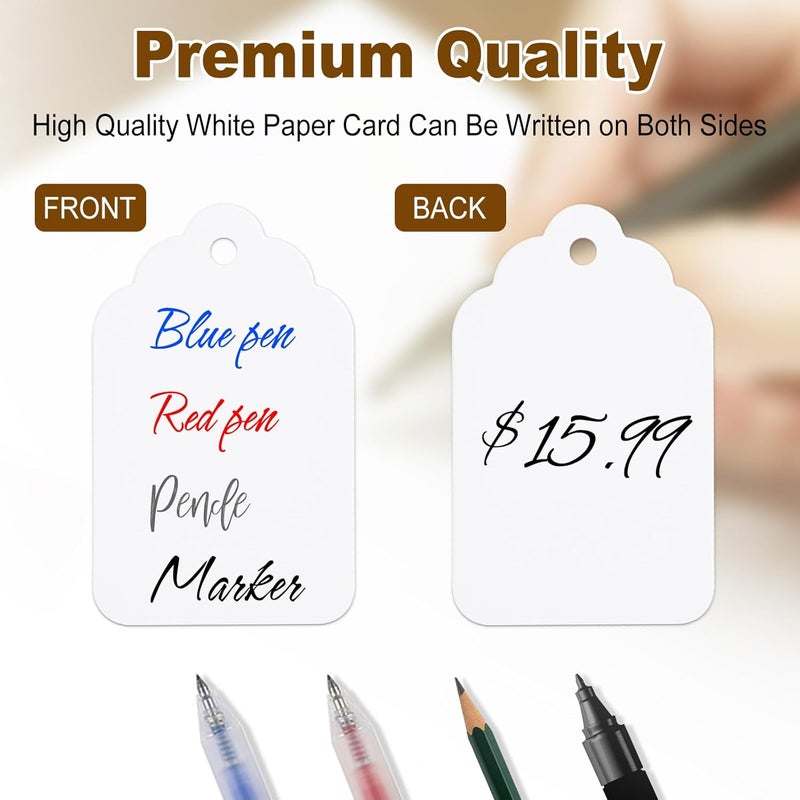Actmuen 1000 PCS Price Tags with String, 1.77 x 1.1 inches Hang Tag with Strings Attached,for Yard/Garage Sale‘s Name Labels for Bags Clothes Jewelry,Price Labels for Retail - Image 4
